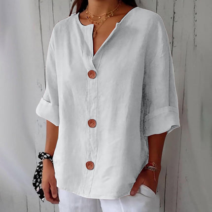 Coastal Linen Blouse – Lightweight Breathable Linen Shirt White Blouses