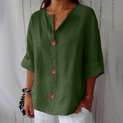 Coastal Linen Blouse – Lightweight Breathable Linen Shirt Green Blouses