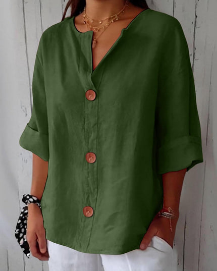 Coastal Linen Blouse – Lightweight Breathable Linen Shirt Green Blouses