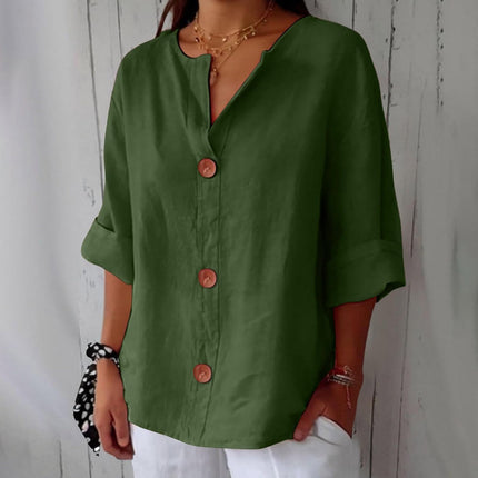 Coastal Linen Blouse – Lightweight Breathable Linen Shirt Green Blouses