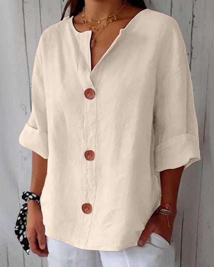 Coastal Linen Blouse – Lightweight Breathable Linen Shirt Apricot Blouses