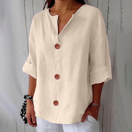 Coastal Linen Blouse – Lightweight Breathable Linen Shirt Apricot Blouses