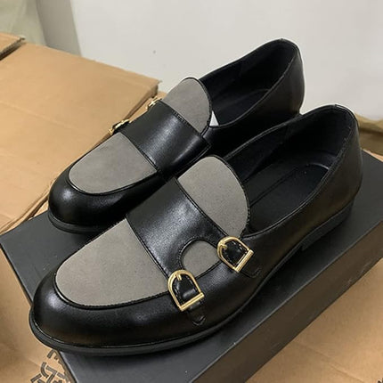 Michael | British Style Buckle Leather Shoes Black Flats