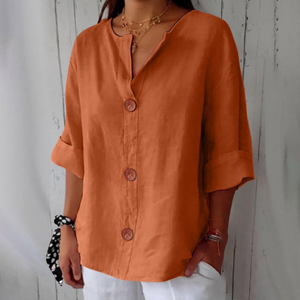 Coastal Linen Blouse – Lightweight Breathable Linen Shirt Orange Blouses