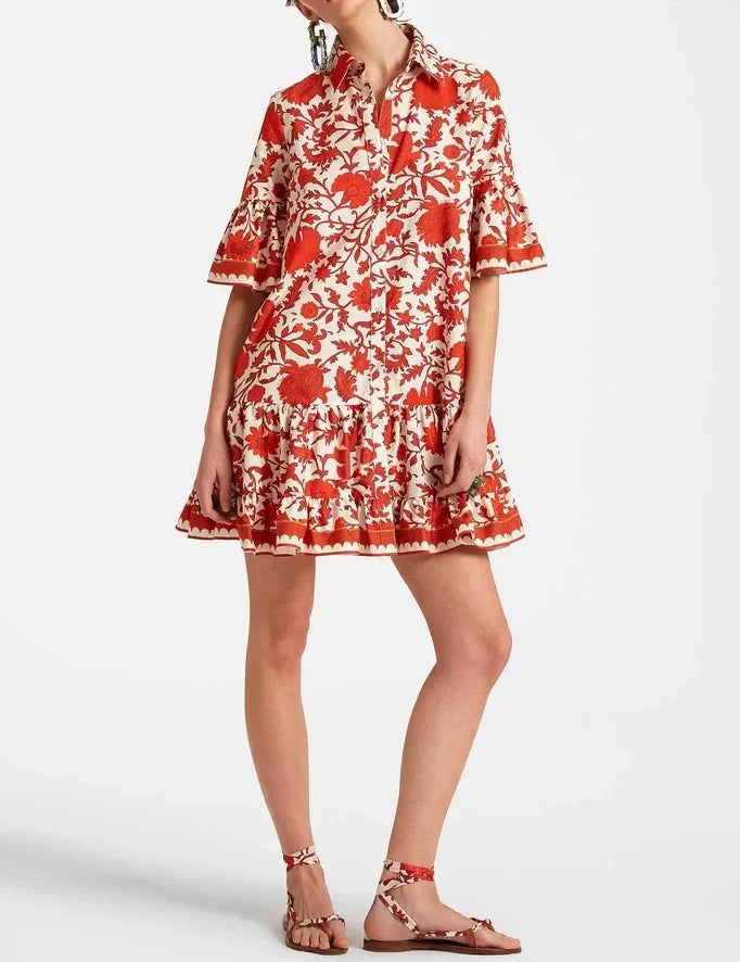 Unique Autumn Prints Mini Dress Floral Dresses