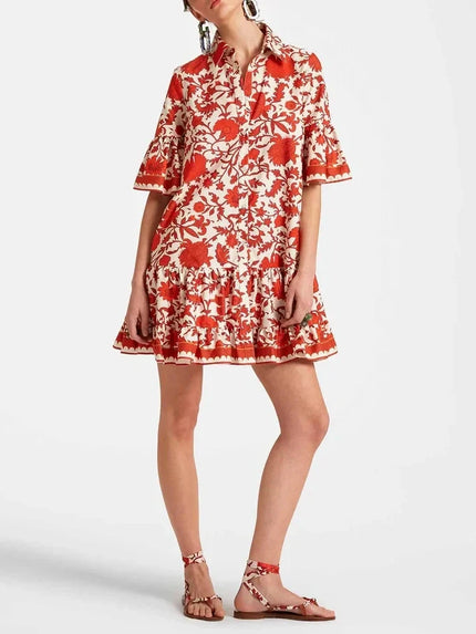Unique Autumn Prints Mini Dress Floral Dresses