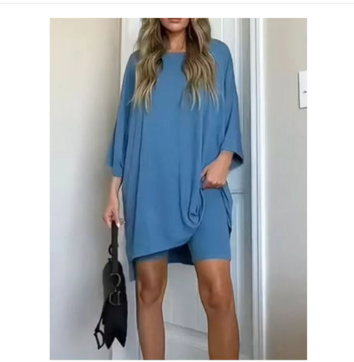 Stylish Summer Shorts Suit for Women - Comfortable Fashion Grayish blue Dresses