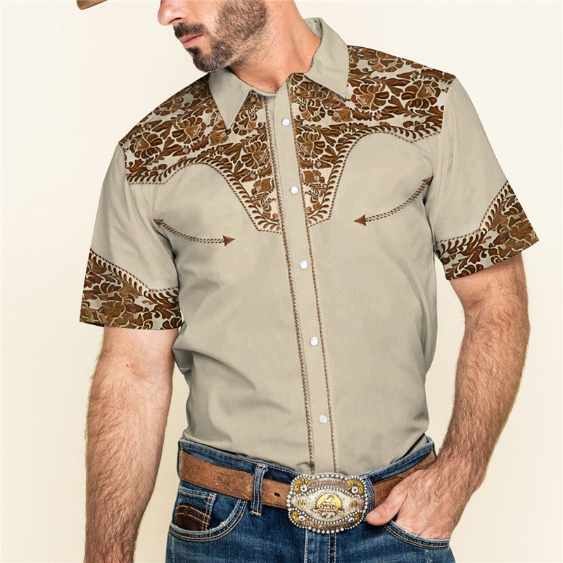 Men's 3D Printed Short Sleeve Lapel Shirt S95342552 Shirts