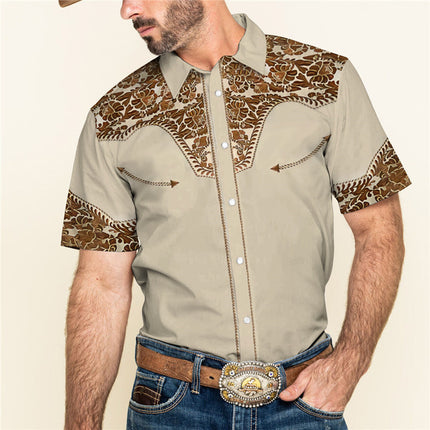 Men's 3D Printed Short Sleeve Lapel Shirt S95342552 Shirts