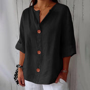 Coastal Linen Blouse – Lightweight Breathable Linen Shirt Black Blouses