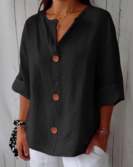 Coastal Linen Blouse – Lightweight Breathable Linen Shirt Black Blouses