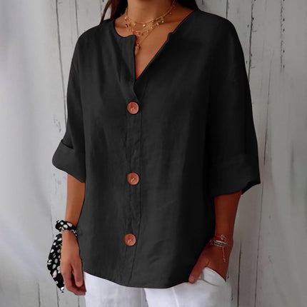 Coastal Linen Blouse – Lightweight Breathable Linen Shirt Black Blouses