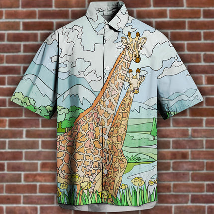 Men's 3D Printed Short Sleeve Lapel Shirt S95342612 Shirts