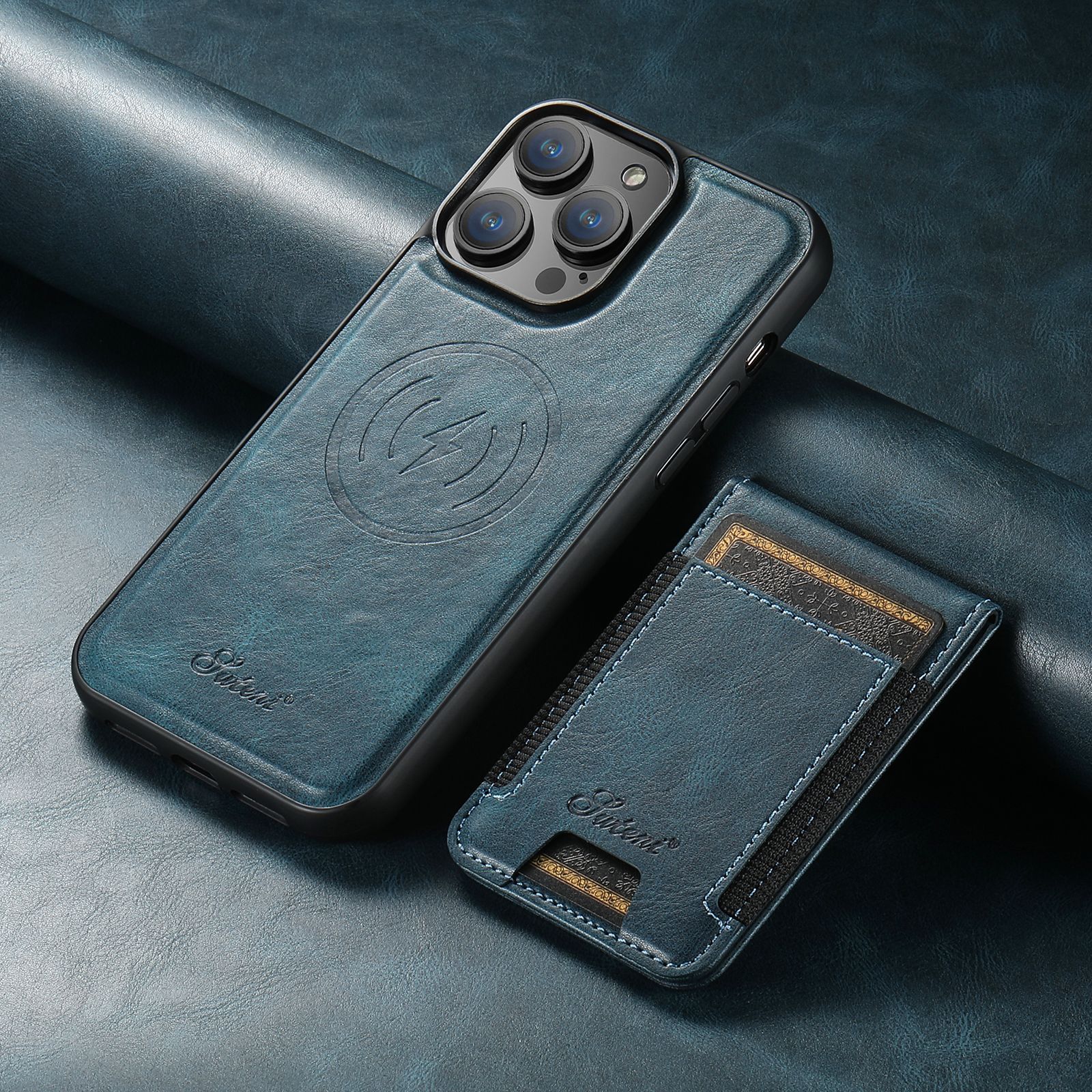 Luxury Leather Phone Case with Card Holder Blaue Phone Case