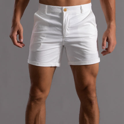 Men's Summer Linen Shorts with Pockets White Men Shorts