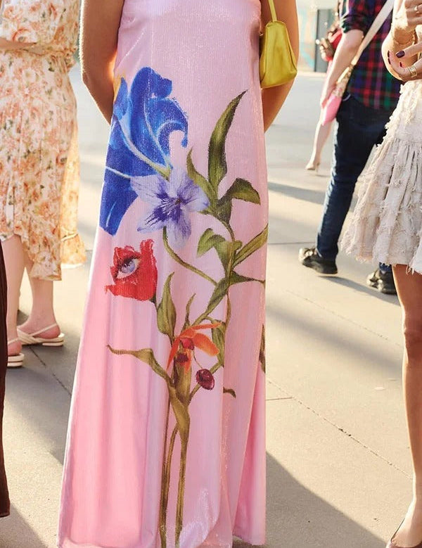 Sequin Floral Off Shoulder A Line Maxi Dress Dresses