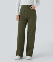 Jade | Elastic pants with high Waist Green Trousers
