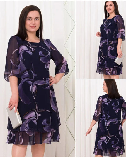 Emma- Midnight Swirl Chiffon Dress DRESS