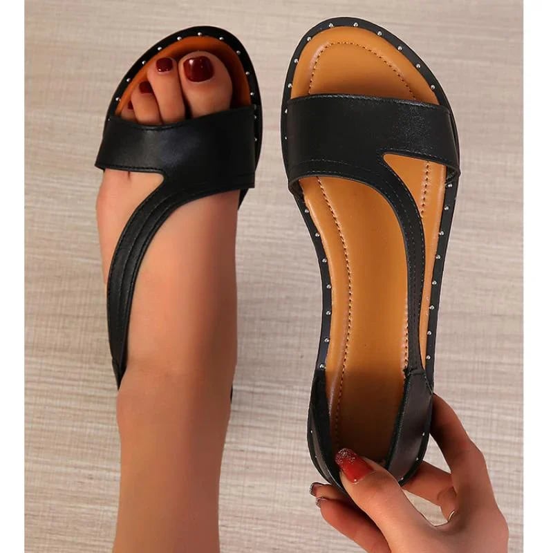 Aurora - Fish-mouth Rivet Open Toe Flat Orthopedic Sandals