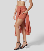 Livan | High Waisted 2-in-1 Skirt Orange Skirts - woman - mid
