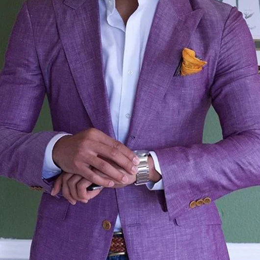 Men's Stylish Linen Blazer Purple Blazer