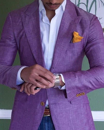 Men's Stylish Linen Blazer Purple Blazer