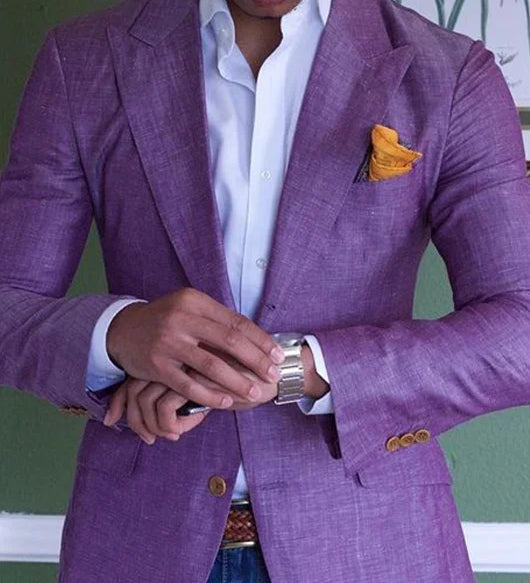 Men's Stylish Linen Blazer Purple Blazer