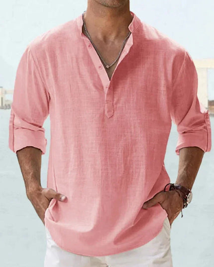 Men's Classic Linen Shirt Pink Shirts
