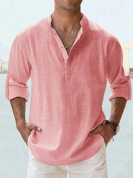 Men's Classic Linen Shirt Pink Shirts