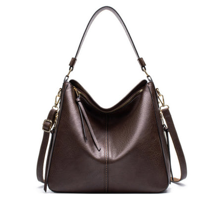 Zipper Bucket Messenger Bag Coffee One Size (34 cm (W) × 30 cm (H) × 13 cm (D) Bag