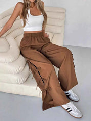 Side Tie Wide Leg Pants