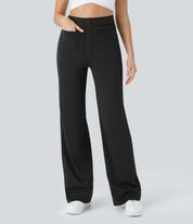 Jade | Elastic pants with high Waist Black Trousers