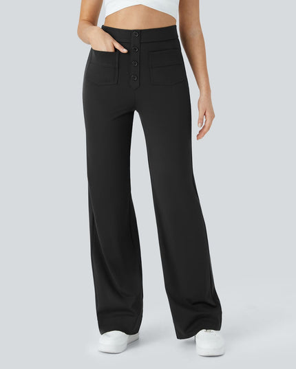 Jade | Elastic pants with high Waist Black Trousers