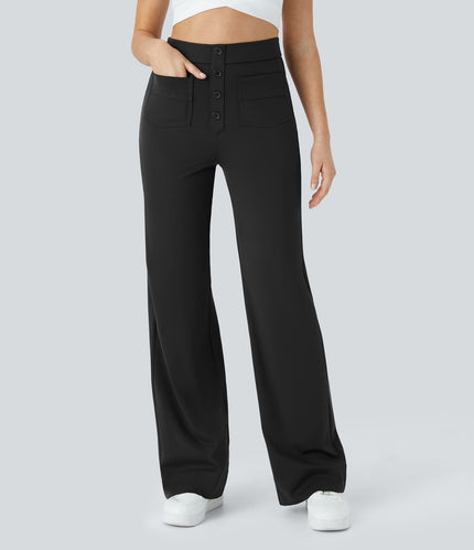 Jade | Elastic pants with high Waist Black Trousers