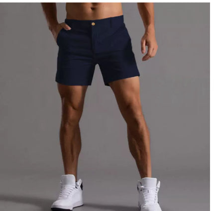Men's Summer Linen Shorts with Pockets Navy Blue Men Shorts