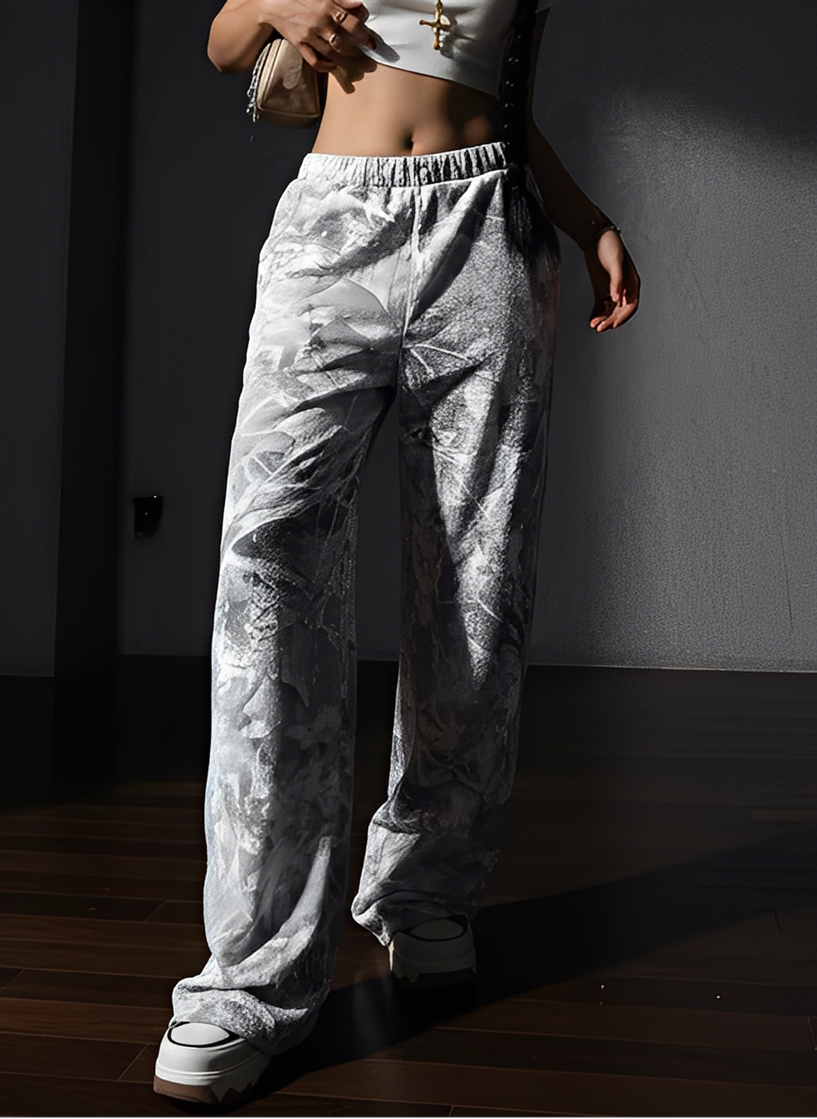 Abstract Print Wide Leg Pants