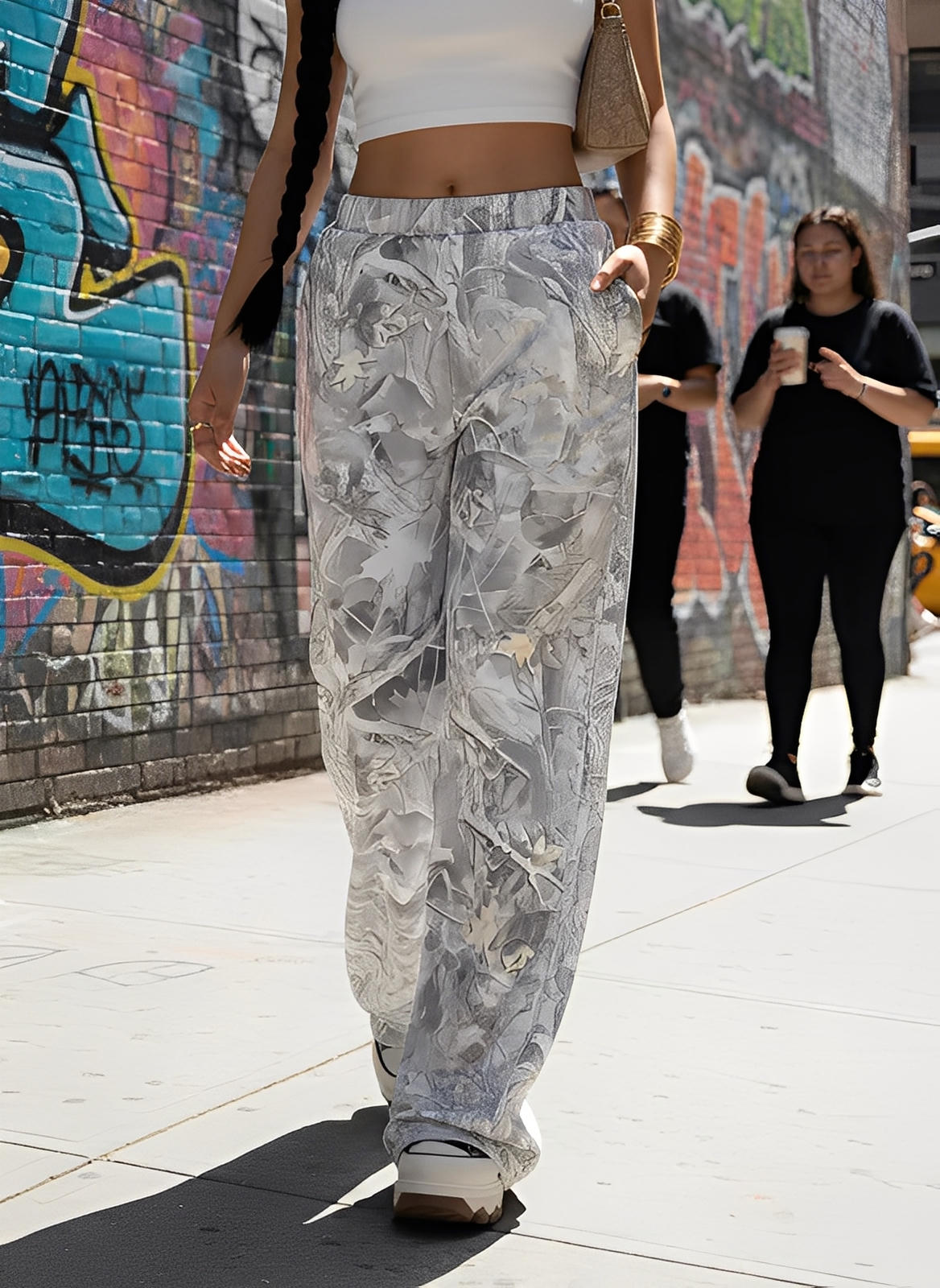 Abstract Print Wide Leg Pants