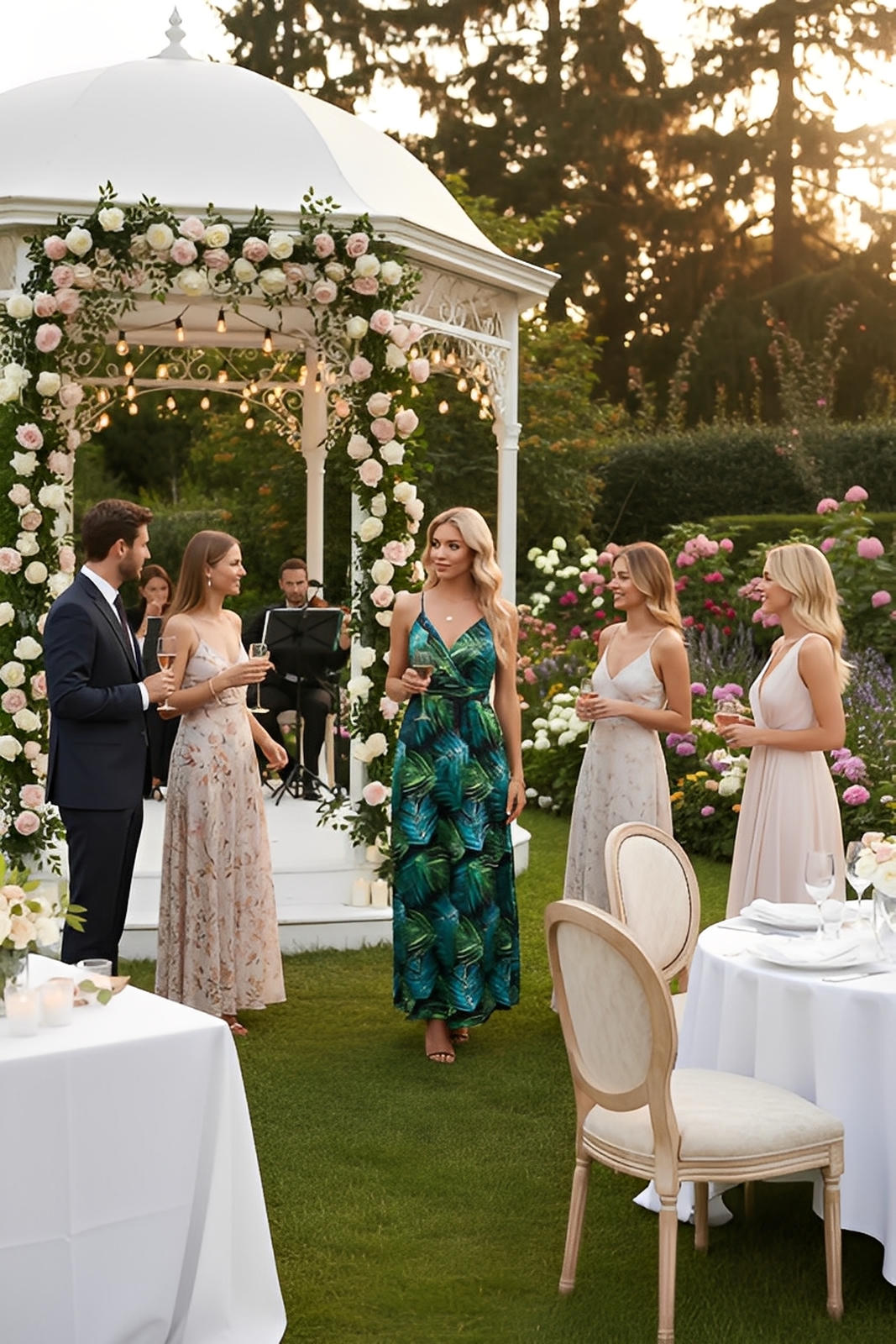 Printed Surplice Maxi Cami Dress