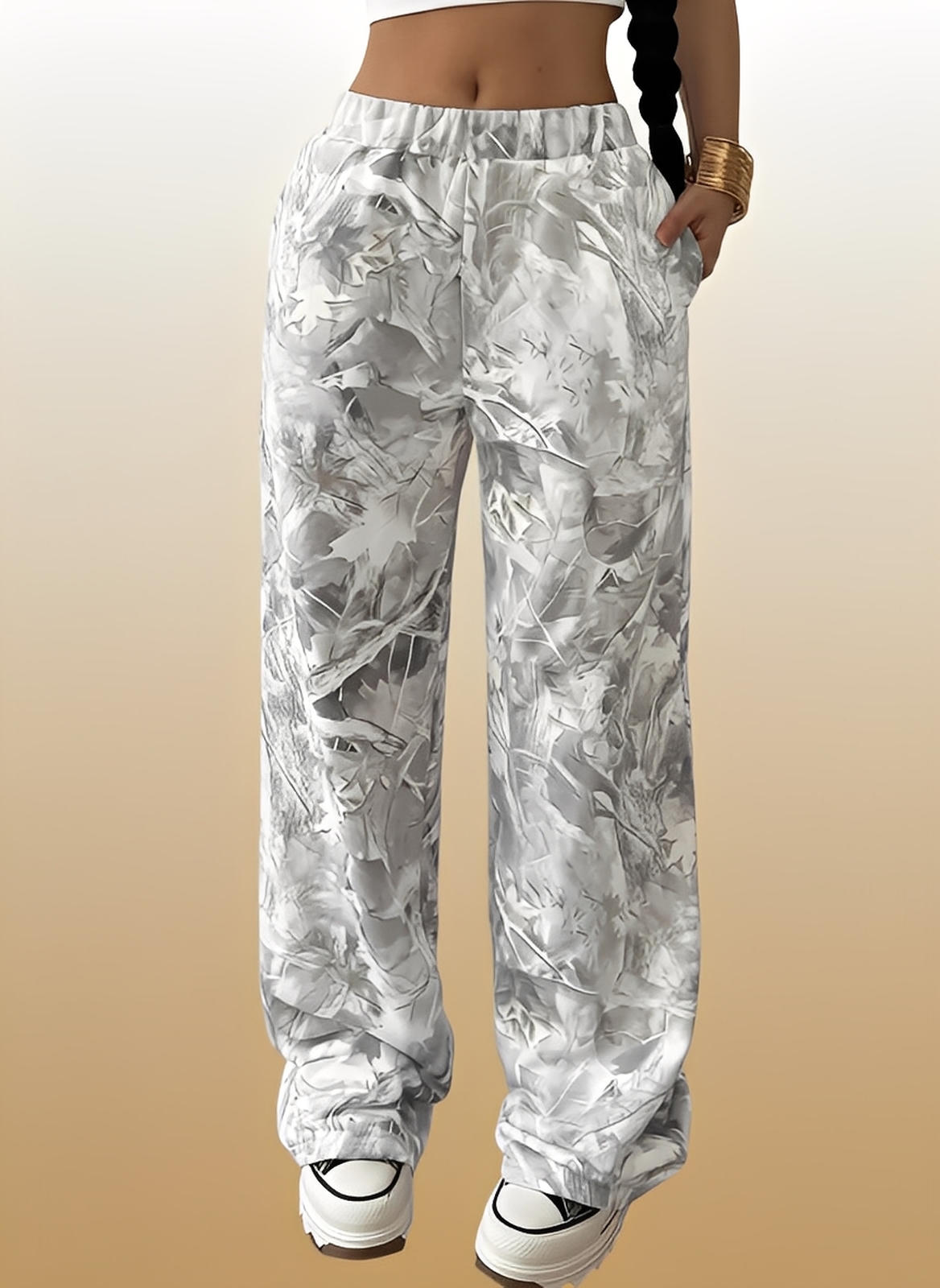 Abstract Print Wide Leg Pants