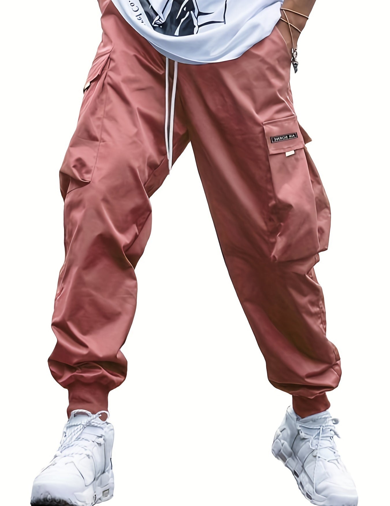 Men's Multi-Pocket Cargo Joggers Coral Cargo Pants