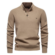Men’s Zipper Stand Collar Knitted Sweater SW833 khaki Men - Main - Winter