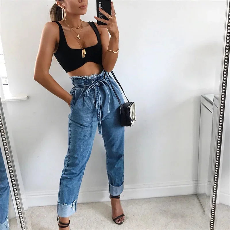 High-Waisted Washed Pencil Pants Pants