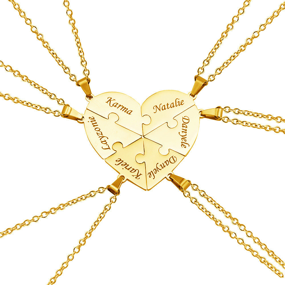 Family Heart Puzzle Necklace Gold 6 Necklace