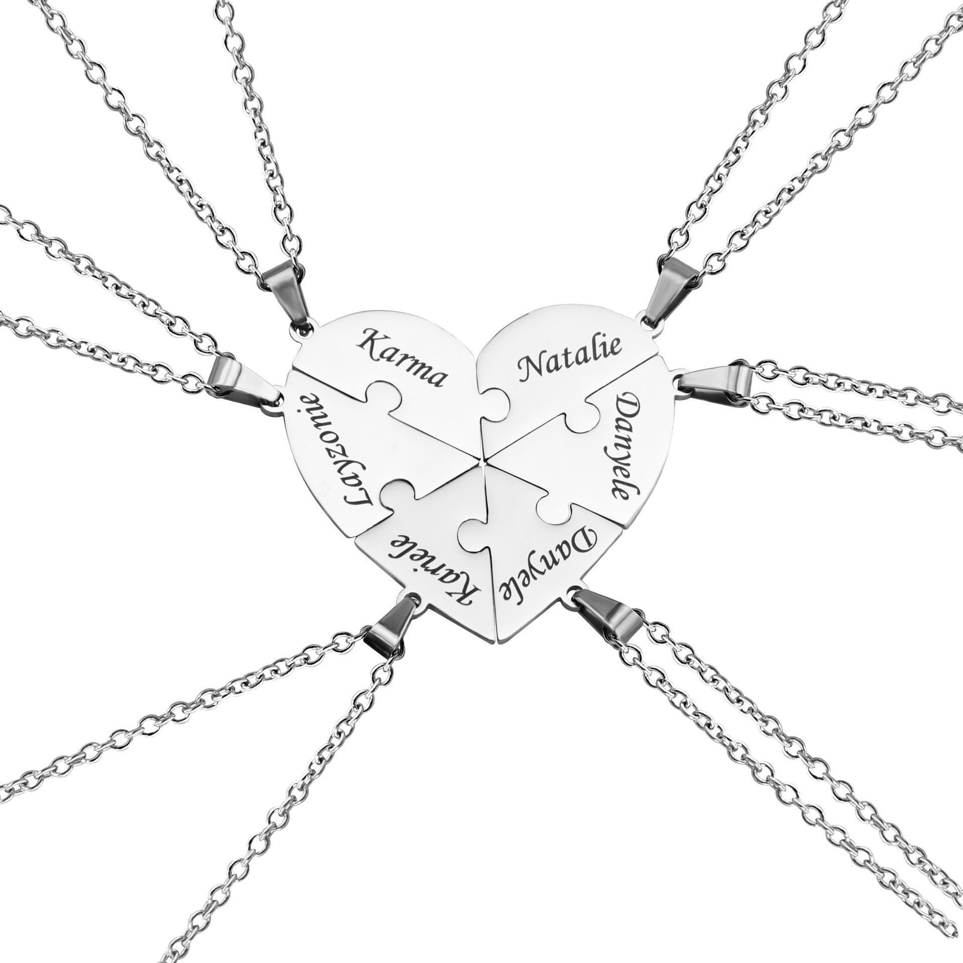 Family Heart Puzzle Necklace Silver 6 Necklace