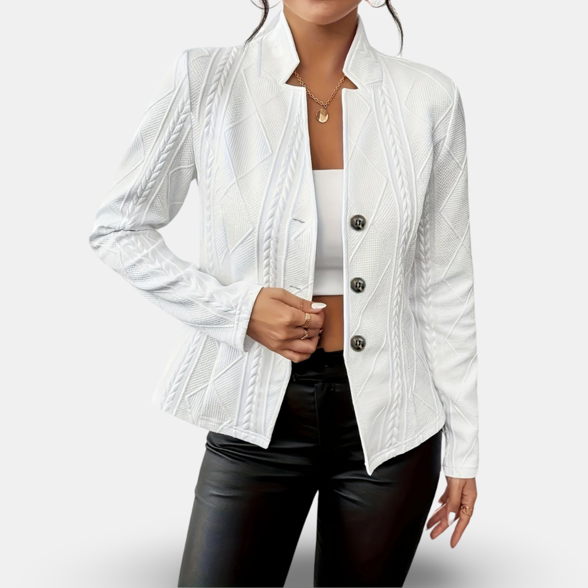 Rayna | Elegant Tailored Cardigan White