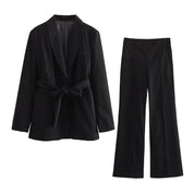 Women's Elegant Two-Piece Suit Black Blazer