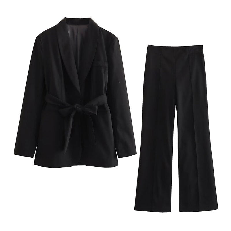 Women's Elegant Two-Piece Suit Black Blazer
