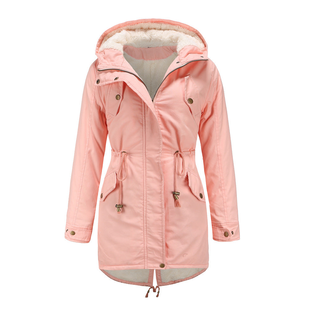 Insulated Fleece-Lined Winter Parka Jacket Pink Winter Parka jacket