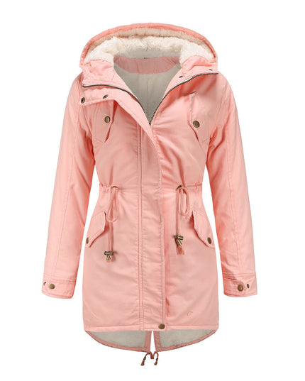 Insulated Fleece-Lined Winter Parka Jacket Pink Winter Parka jacket