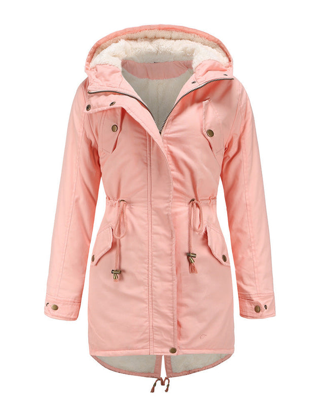 Insulated Fleece-Lined Winter Parka Jacket Pink Winter Parka jacket